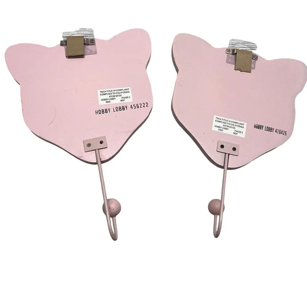 Girls pink leopard glittery cute girly room decor chic wall hook set of 2